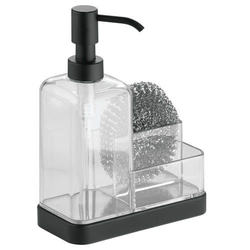 Made of Plastic Clear//Matte Black iDesign Duo Foam Hand Soap Dispenser